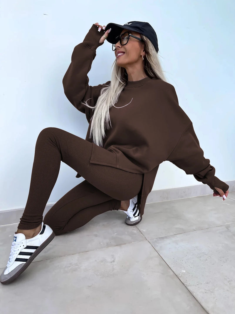 Spring summer 2024 new Shirt  casual loose-fitting sweater tight pants 2 piece suit sets for women 2 pieces trousers sets